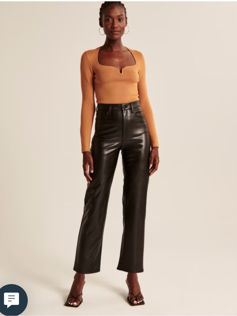 Abercrombie & Fitch Black Vegan Leather Ankle Straight Pants